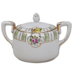Nippon Rising Sun Porcelain Lidded Sugar Bowl Victorian Tea Accessories